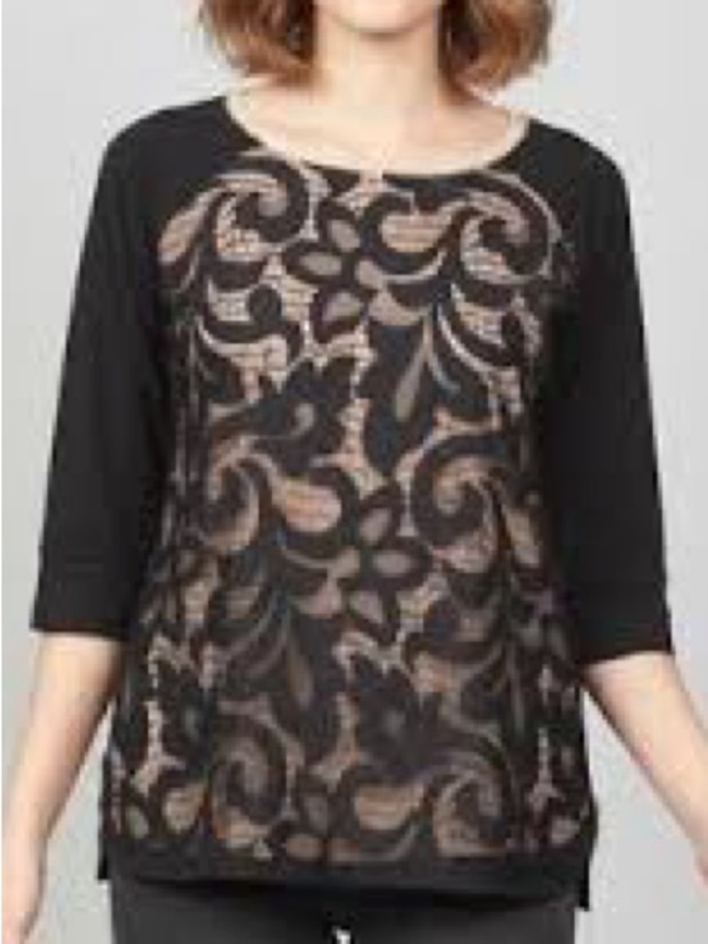 Anthropologie Dolan Lace front Filigree T-Shirt Top M